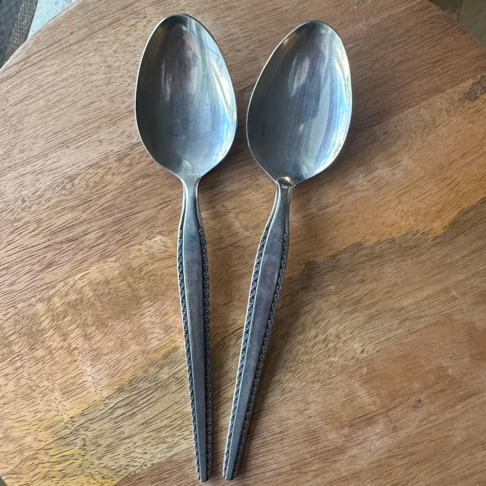 Granada by National Stainless Steel Serving Spoon Tablespoon Set‎ of 2 Flatware